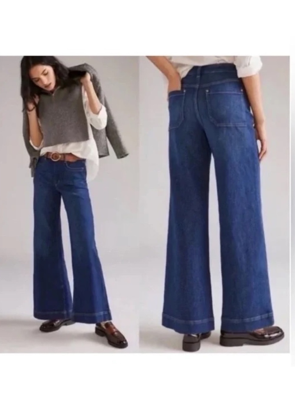 Anthropologie Maeve The Jada Wide Leg High Rise Women's Jeans Dark Blue size 27